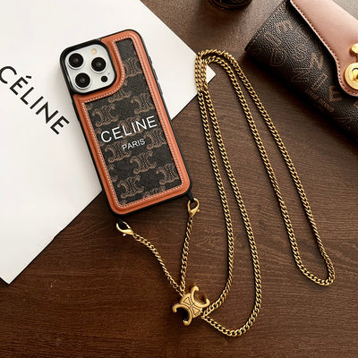 CE Gold Chain Leather iPhone Case