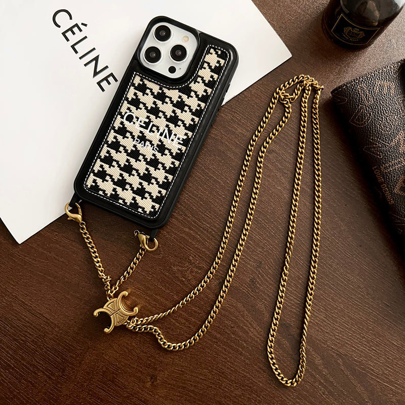 CE Gold Chain Leather iPhone Case