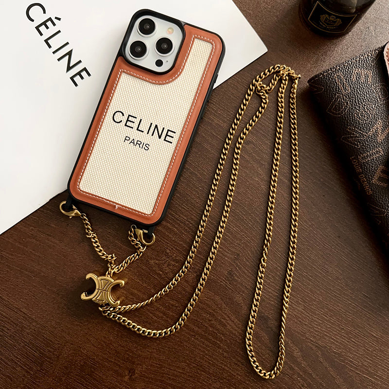 CE Gold Chain Leather iPhone Case