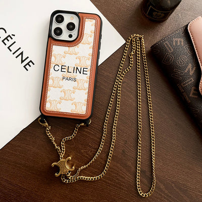 CE Gold Chain Leather iPhone Case