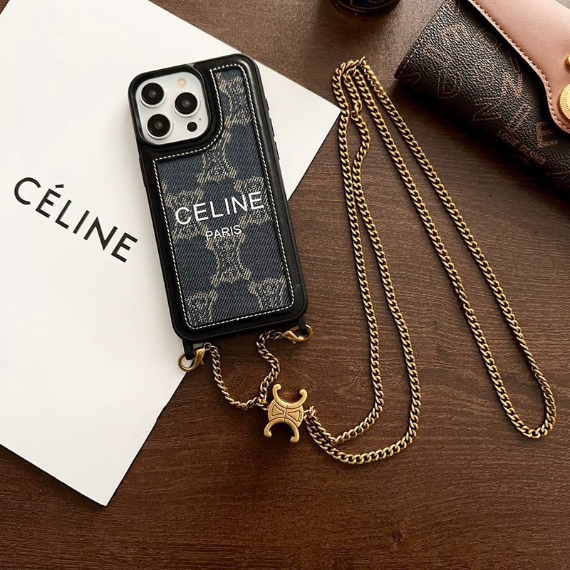 CE Gold Chain Leather iPhone Case