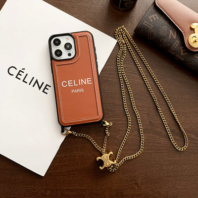 CE Gold Chain Leather iPhone Case