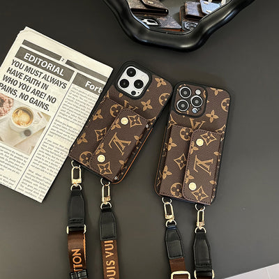 Louis Card Bag Chain Brown iPhone Case