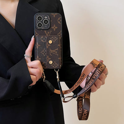 Louis Card Bag Chain Brown iPhone Case