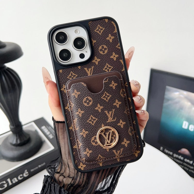 Louis GG New Card Holder Black Camera Cover iPhone Case