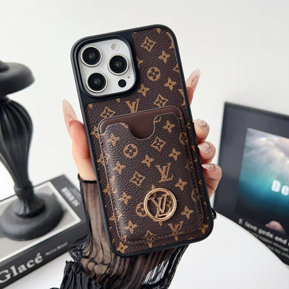 Louis GG New Card Holder Black Camera Cover iPhone Case