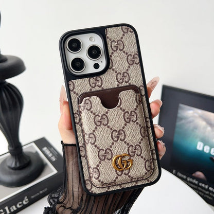Louis GG New Card Holder Black Camera Cover iPhone Case