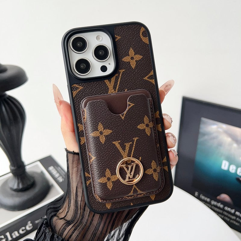 Louis GG New Card Holder Black Camera Cover iPhone Case