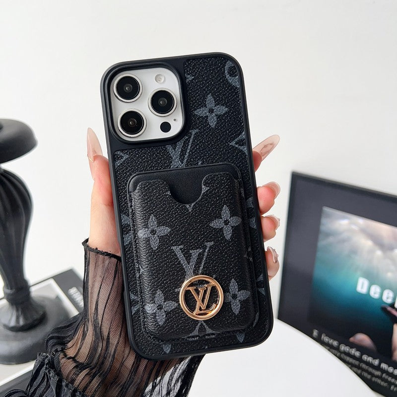 Louis GG New Card Holder Black Camera Cover iPhone Case
