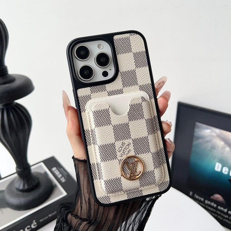 Louis GG New Card Holder Black Camera Cover iPhone Case
