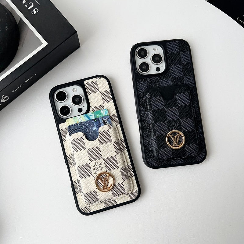 Louis GG New Card Holder Black Camera Cover iPhone Case