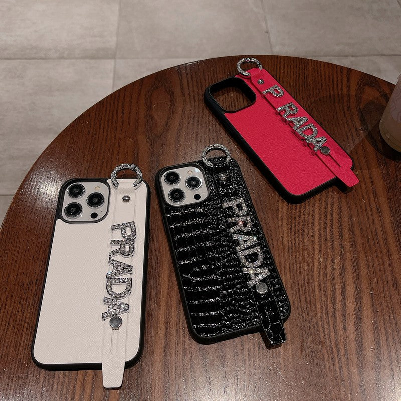 Pra Diamond Wristband Leather iPhone Case