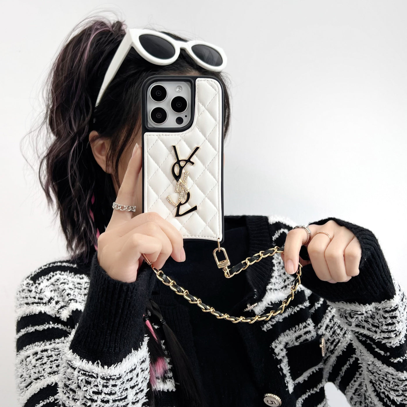 Saint Leather Chain iPhone Case