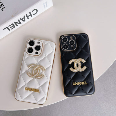 CC Black & White Leather iPhone Case