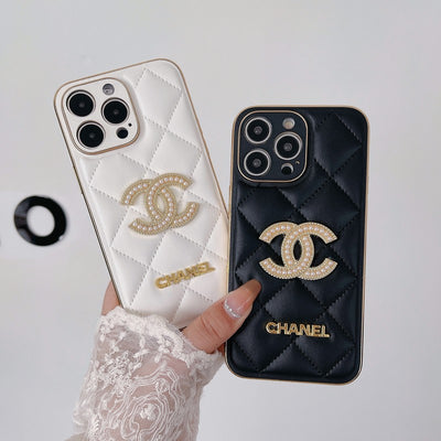 CC Black & White Leather iPhone Case