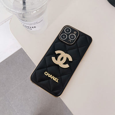 CC Black & White Leather iPhone Case