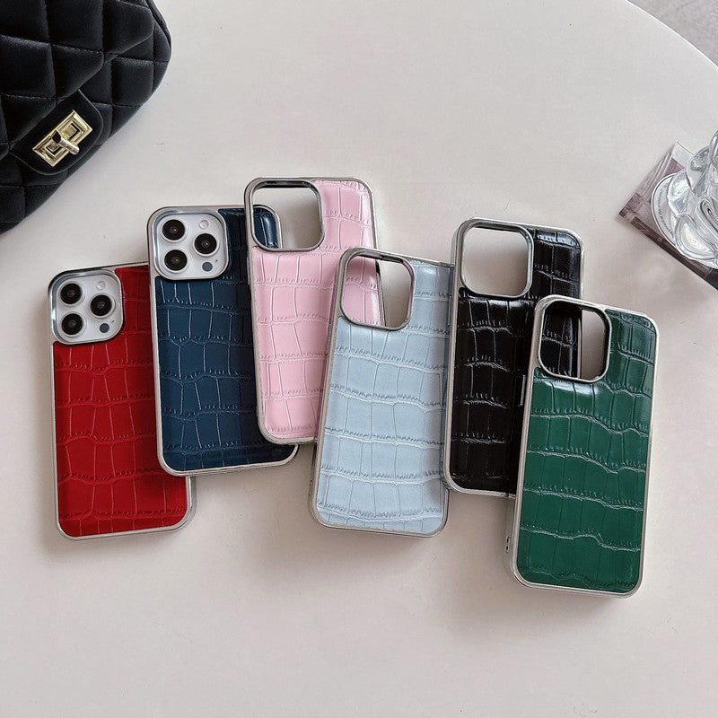 Crocodile Leather Pattern Color iPhone Case