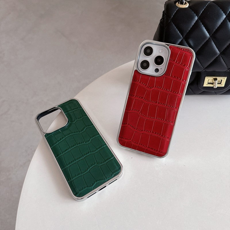 Crocodile Leather Pattern Color iPhone Case