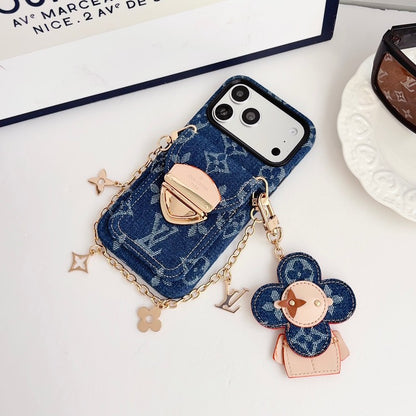 Louis Vivienne Pendant Gold Chain iPhone Case