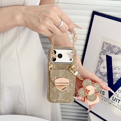Louis Vivienne Pendant Gold Chain iPhone Case
