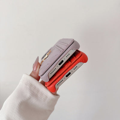 Saint Card Bag Color Leather iPhone Case