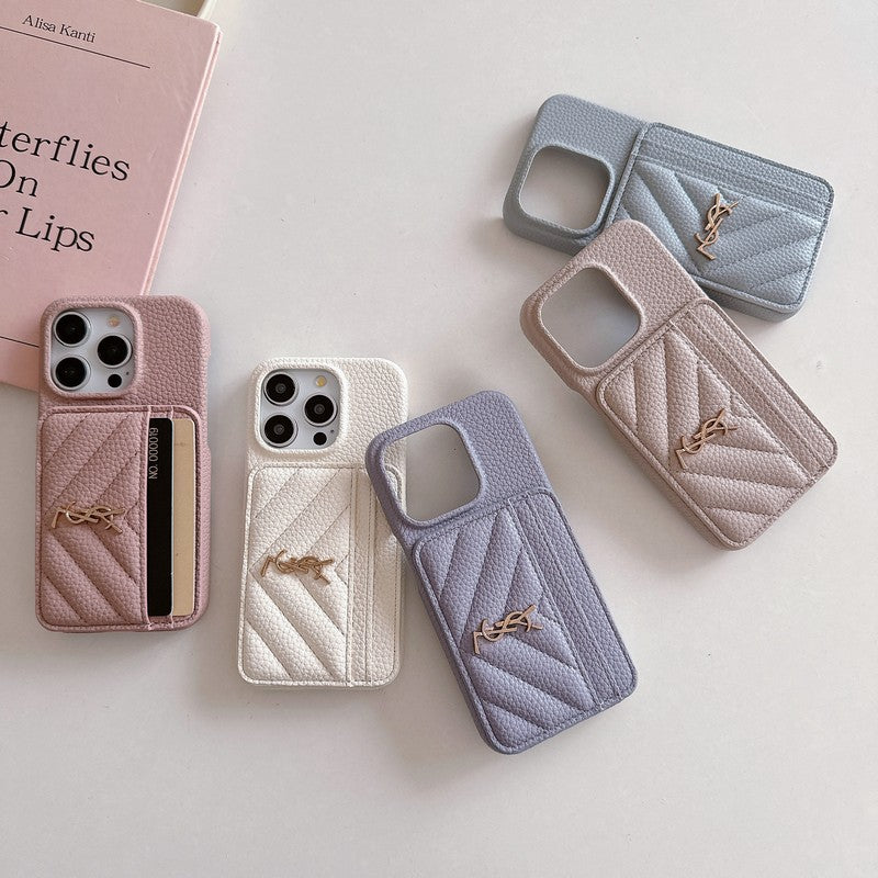 Saint Card Bag Color Leather iPhone Case