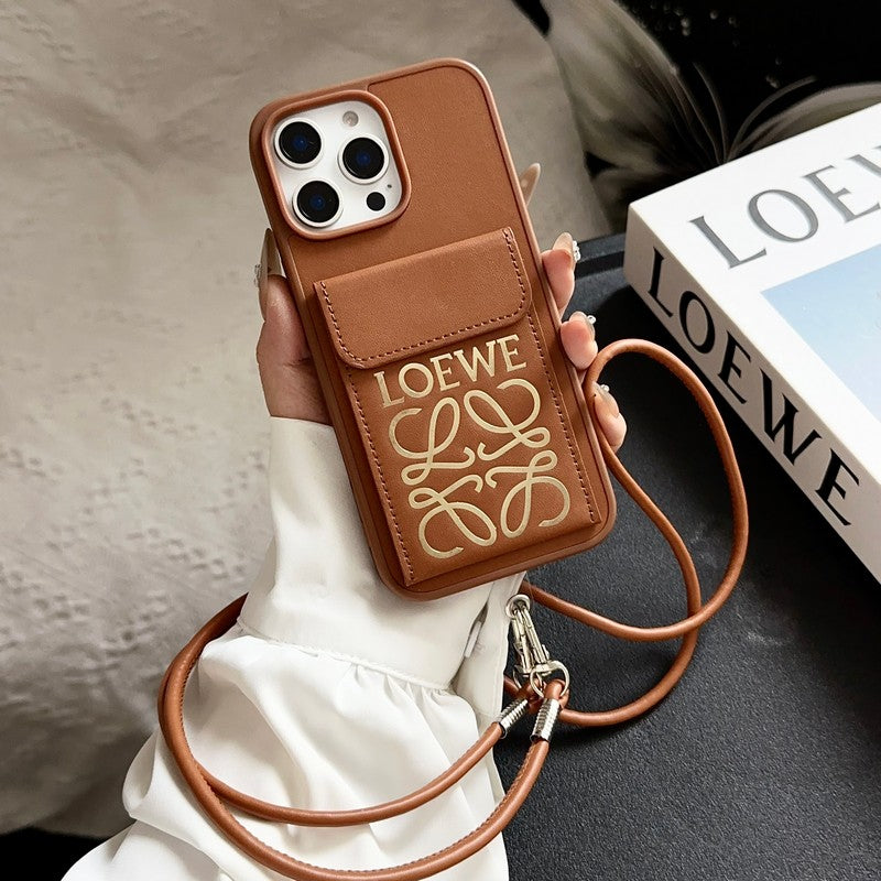 Loe Black & Brown Card Bag Crossbody iPhone Case