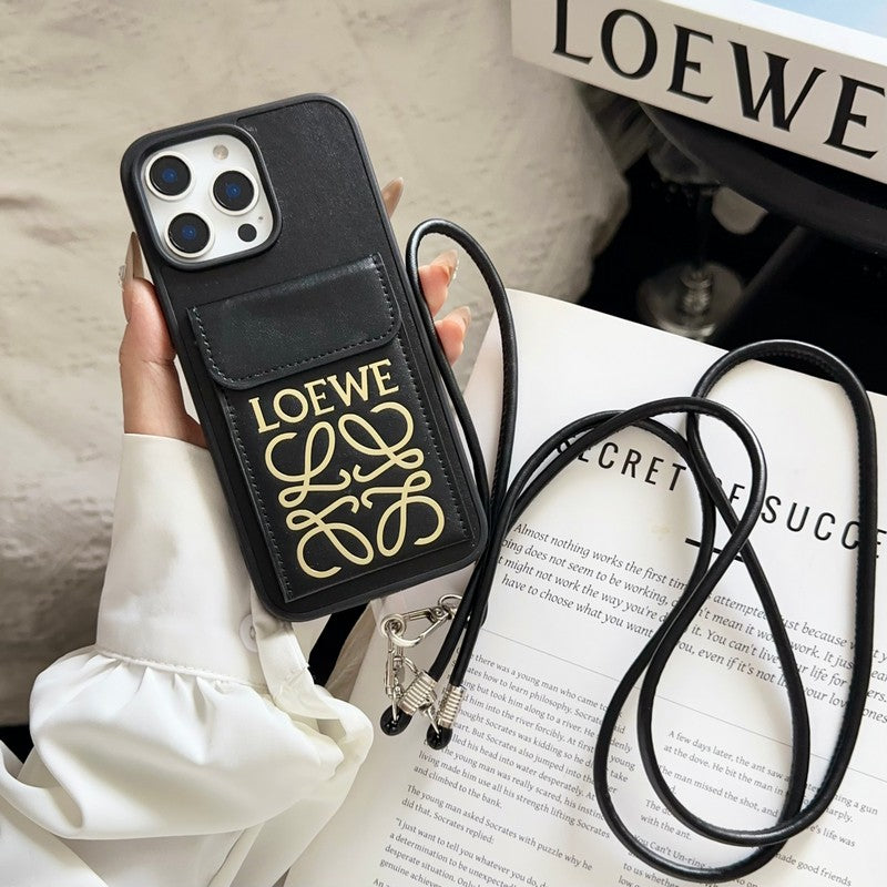 Loe Black & Brown Card Bag Crossbody iPhone Case